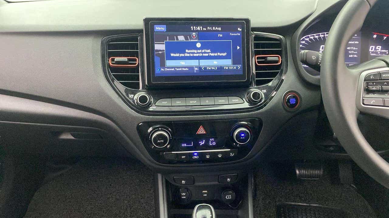 Dashboard and infotainment system of a Hyundai Verna