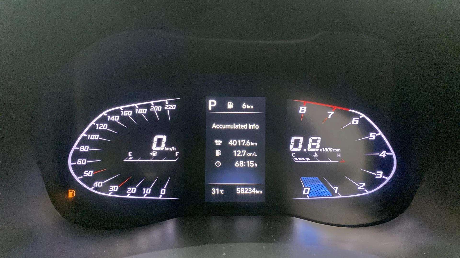 Instrument cluster of a Hyundai Verna