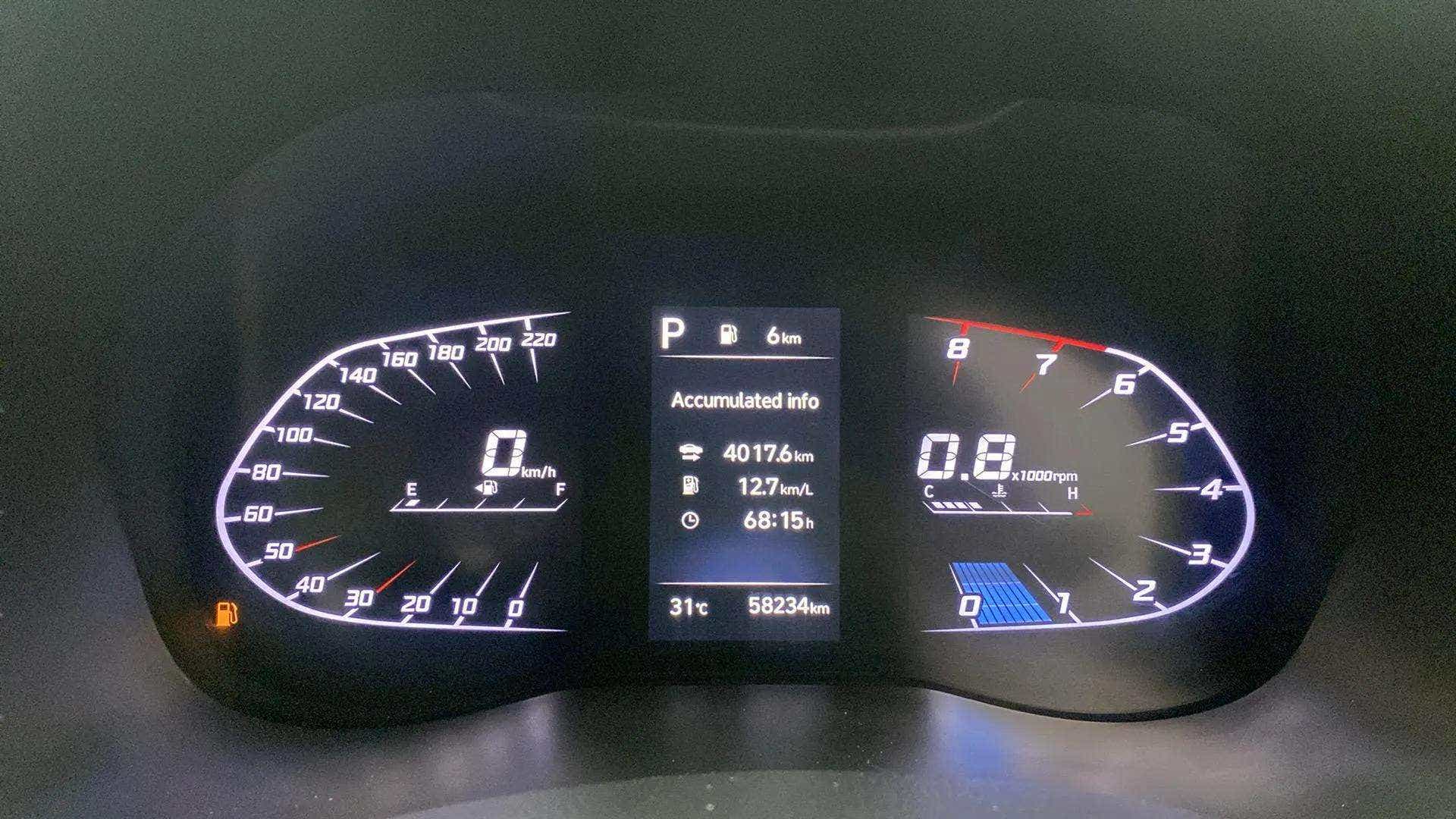 Instrument cluster of a Hyundai Verna