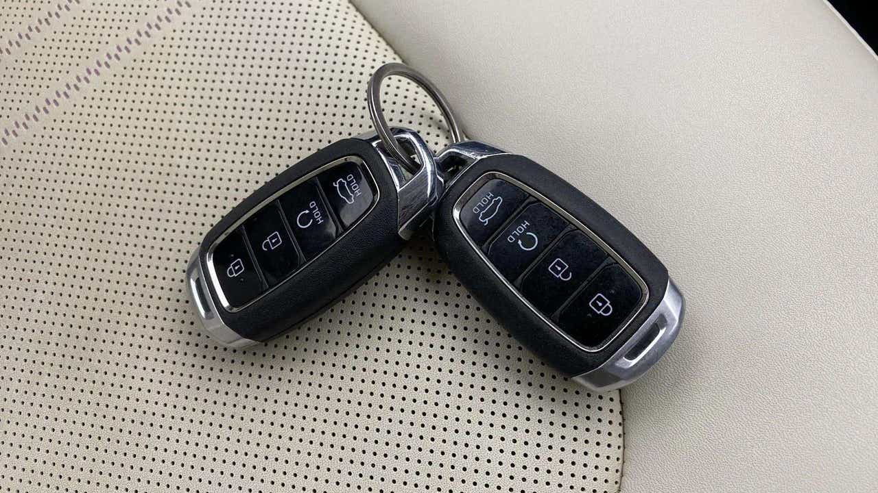 Close-up of car key fobs for a Hyundai Verna