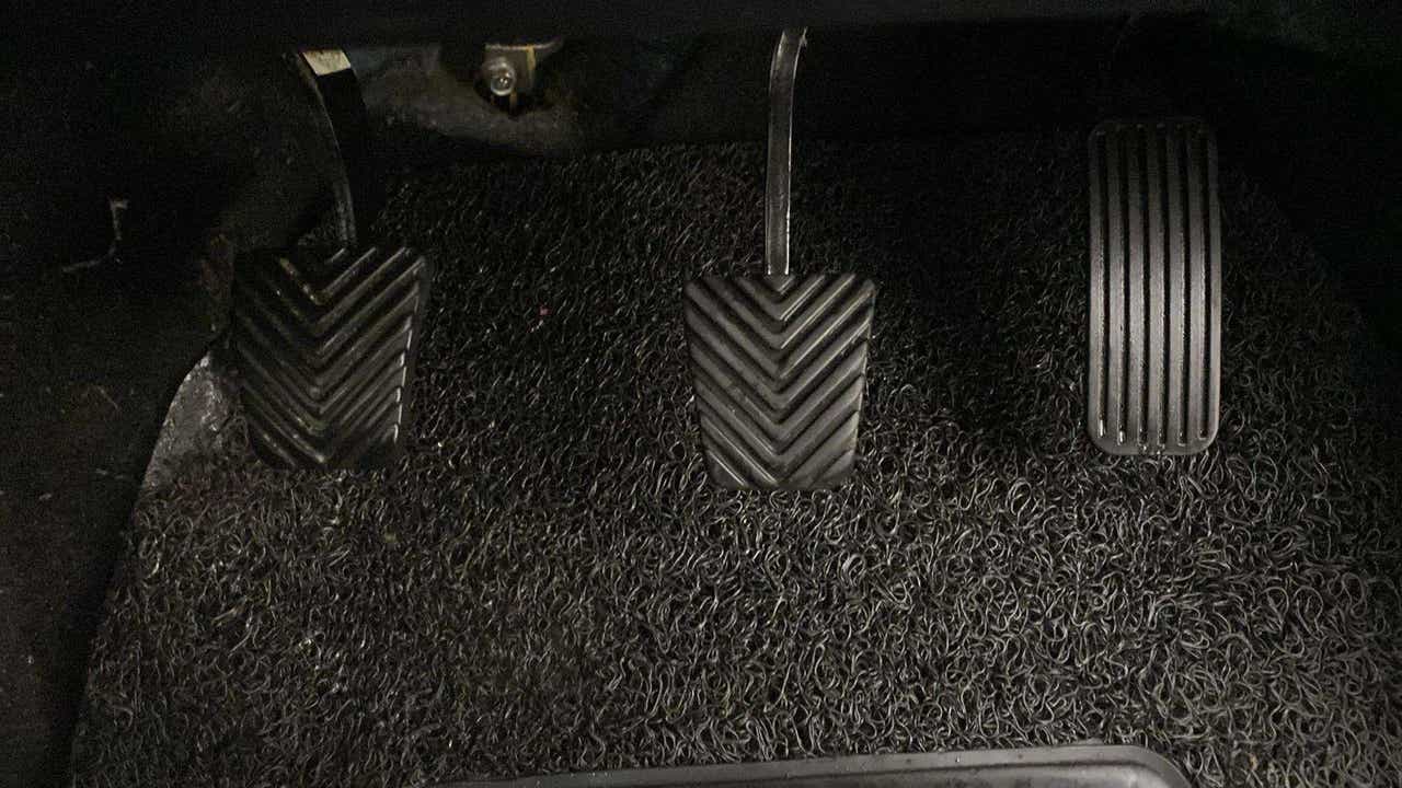 Close-up of the foot pedals of a Hyundai Verna