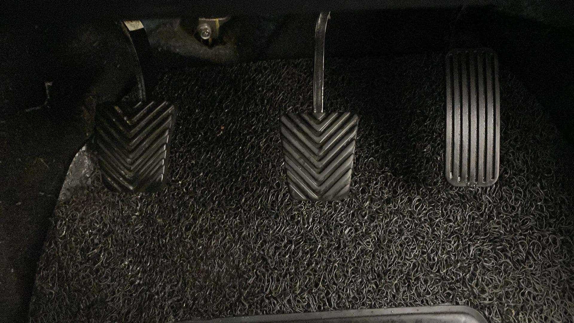 Close-up of the foot pedals of a Hyundai Verna