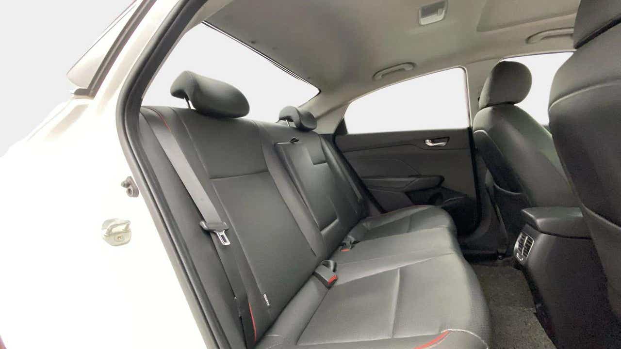 Rear seat view of a Hyundai Verna