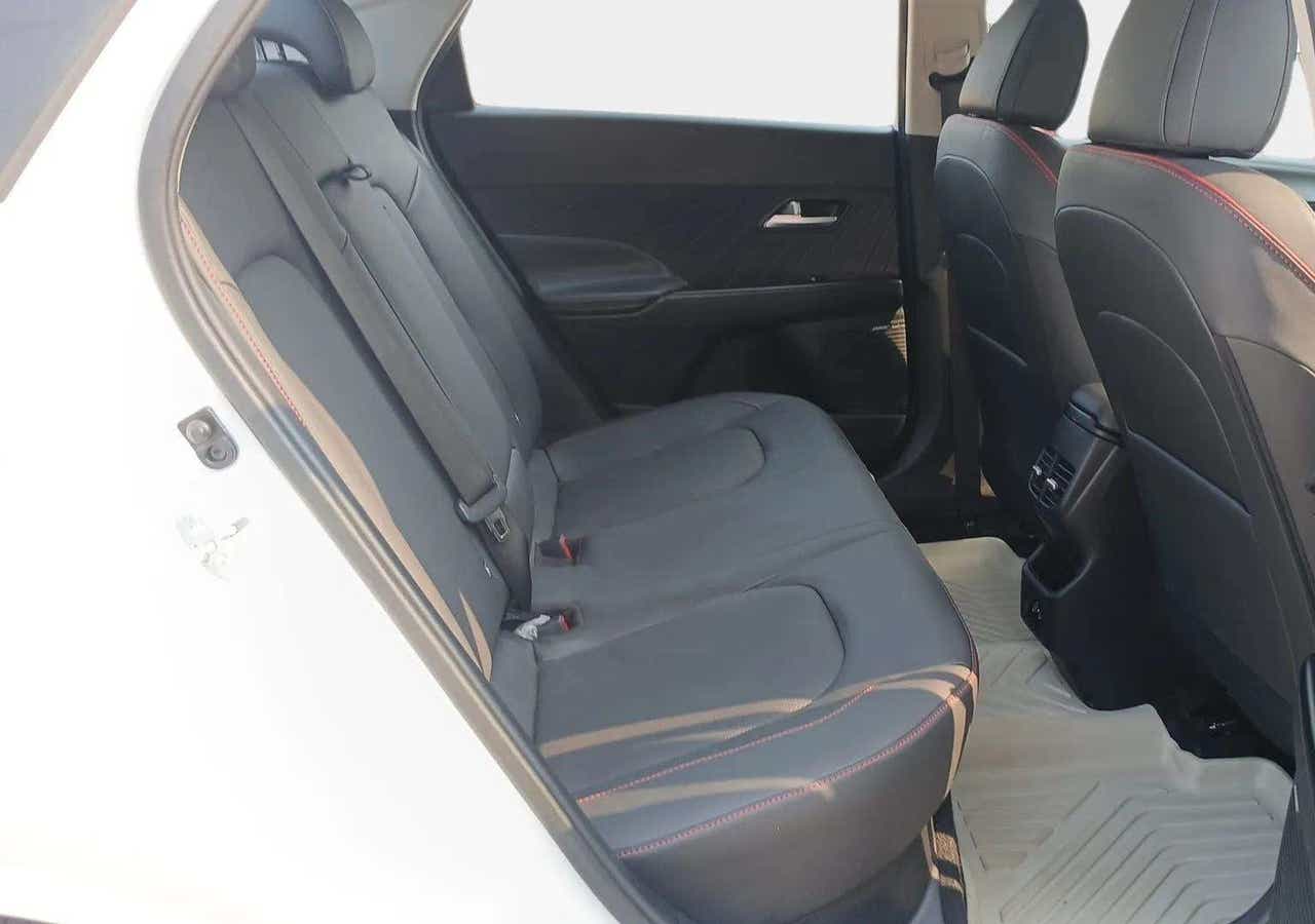 Rear seat area of a Hyundai Verna