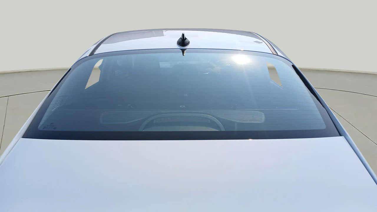 Rear windshield view of a Hyundai Verna