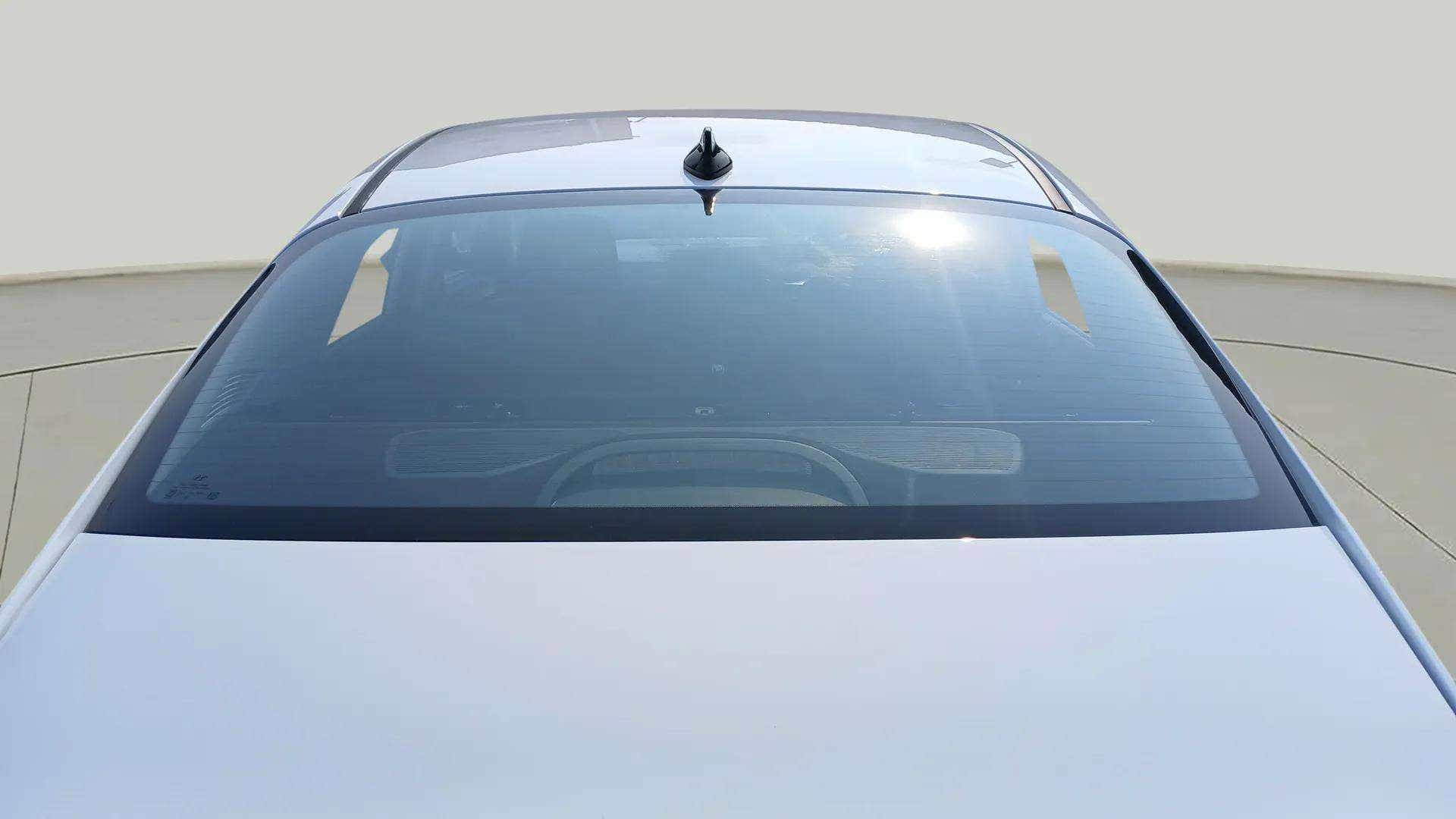 Rear windshield view of a Hyundai Verna