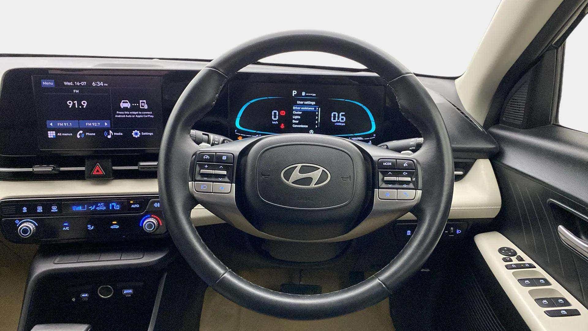 Interior dashboard view of a Hyundai Verna