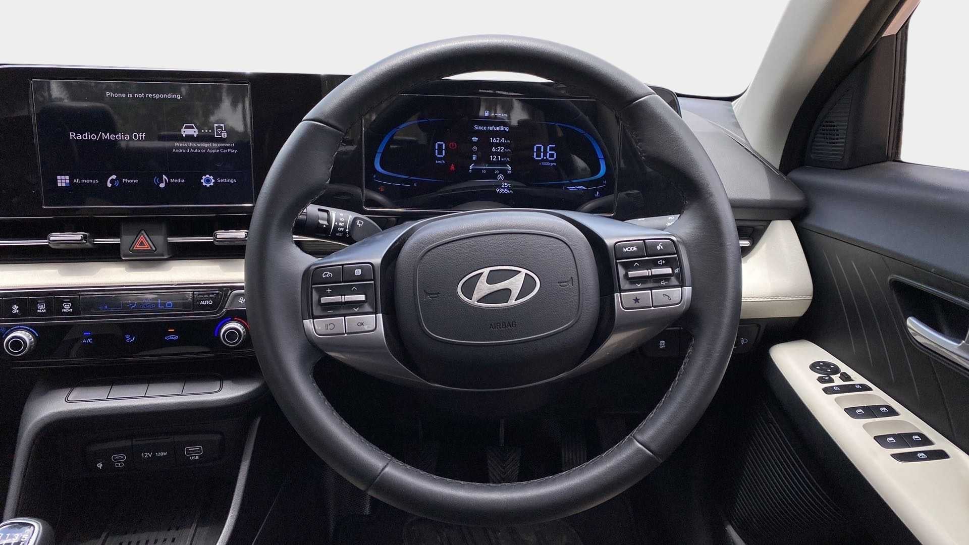 Interior dashboard view of a Hyundai Verna