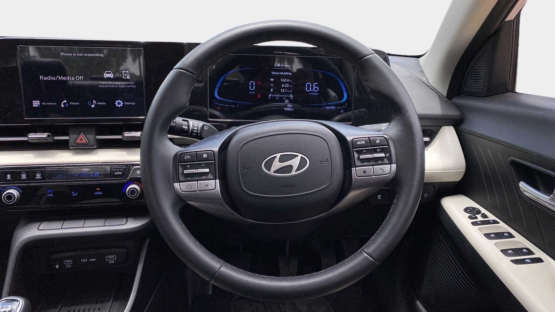 Interior dashboard view of a Hyundai Verna