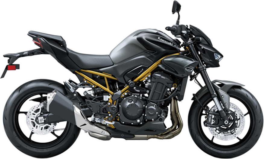 Side view of a metallic-matte-graphenesteel-gray kawasaki z900