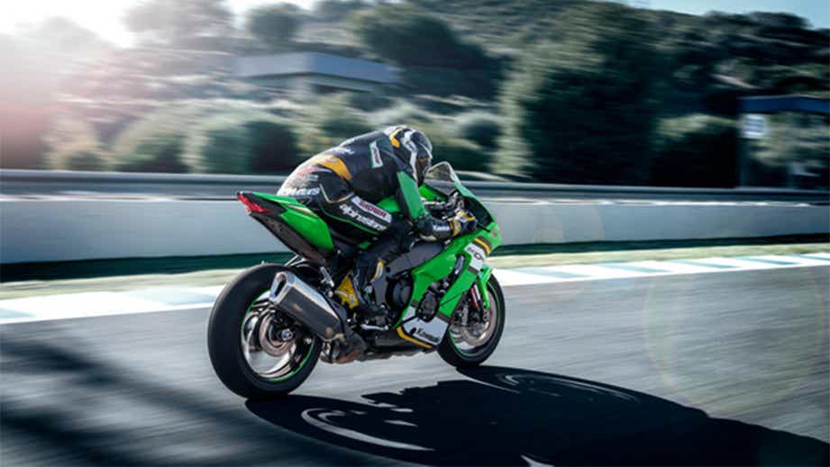 Side view of a lime green Kawasaki Ninja ZX-10R 2026