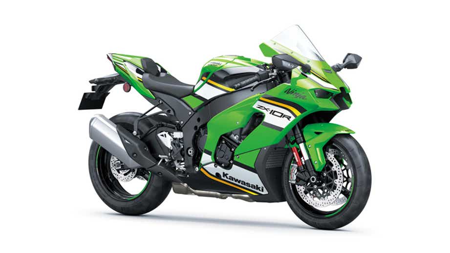 Side view of a lime green Kawasaki Ninja ZX-10R 2026
