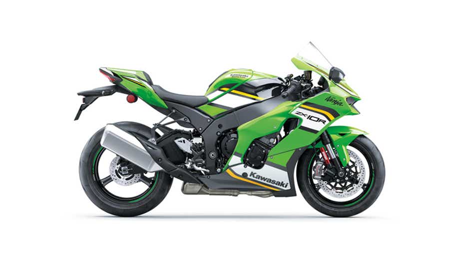 Side view of a lime green Kawasaki Ninja ZX-10R 2026