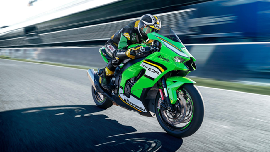 Side view of a lime green Kawasaki Ninja ZX-10R 2026