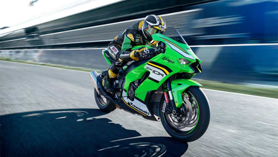 Side view of a lime green Kawasaki Ninja ZX-10R 2026