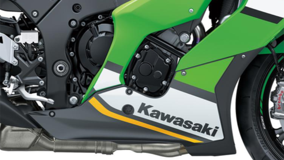Side view of a lime green Kawasaki Ninja ZX-10R 2026