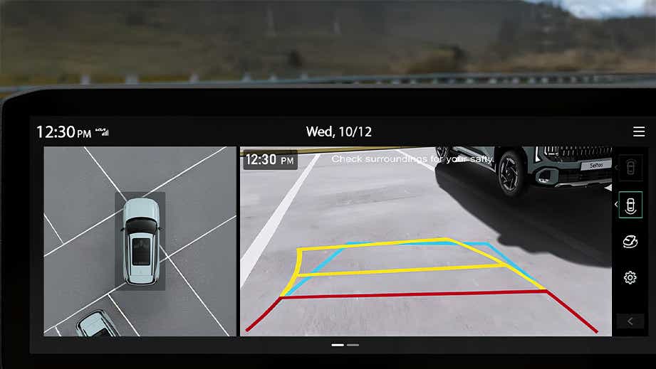 Reverse camera and parking view of Seltos Facelift