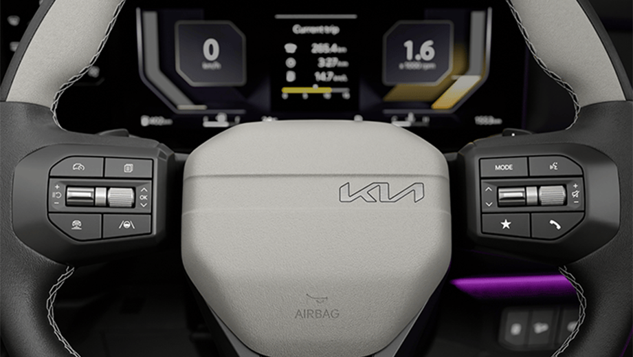 Steering wheel and dashboard of Kia Seltos Facelift