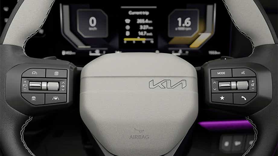 Steering wheel and dashboard of Kia Seltos Facelift