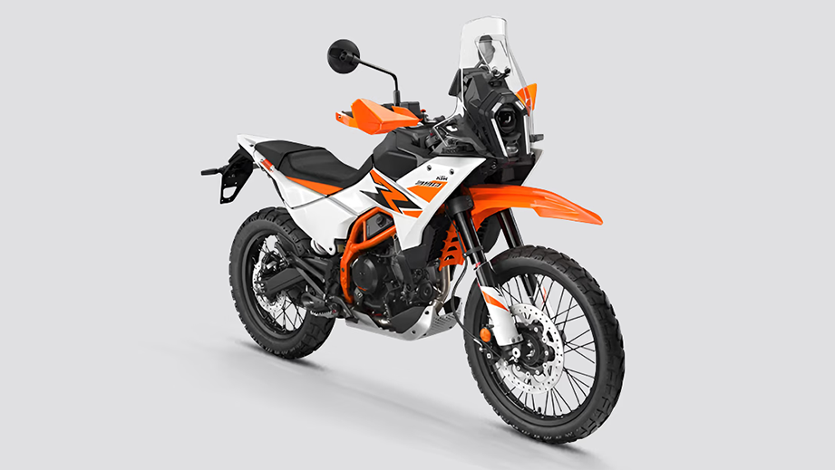 Rear three-quarter view of KTM 390 Adventure R