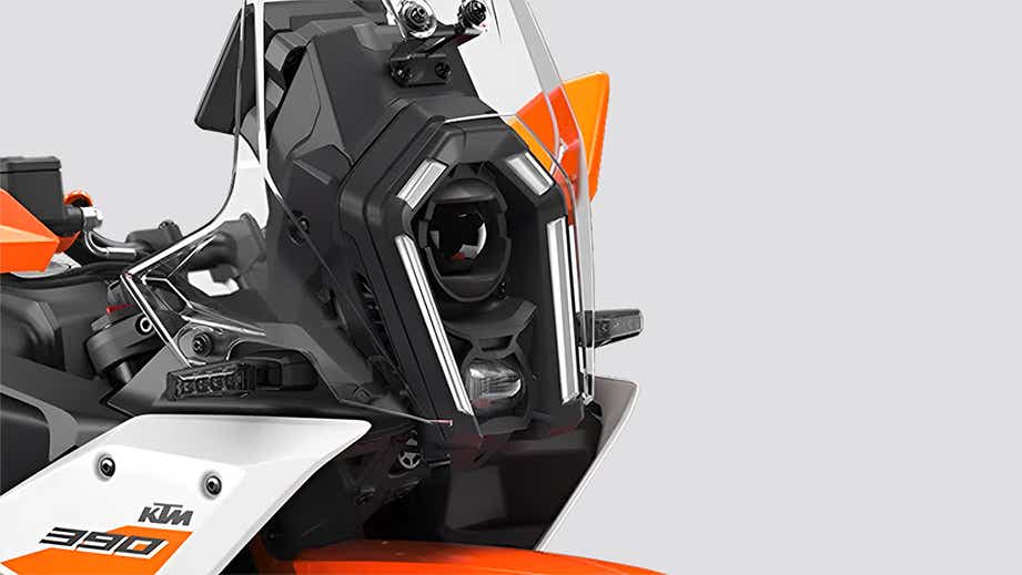 Headlight close-up of KTM 390 Adventure R