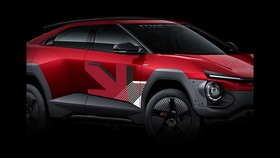 Front side view of a Mahindra BE 6