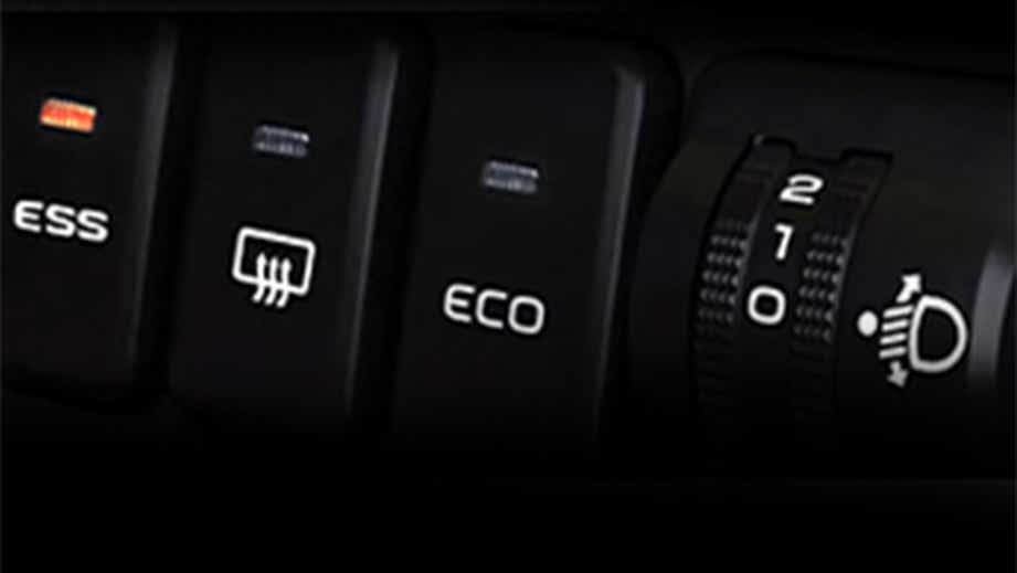 Dashboard control buttons of a Mahindra Bolero Neo