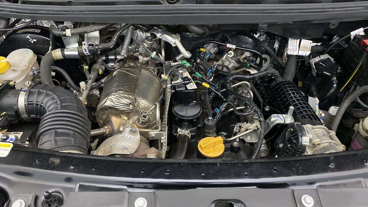Engine bay of a Mahindra Bolero Neo