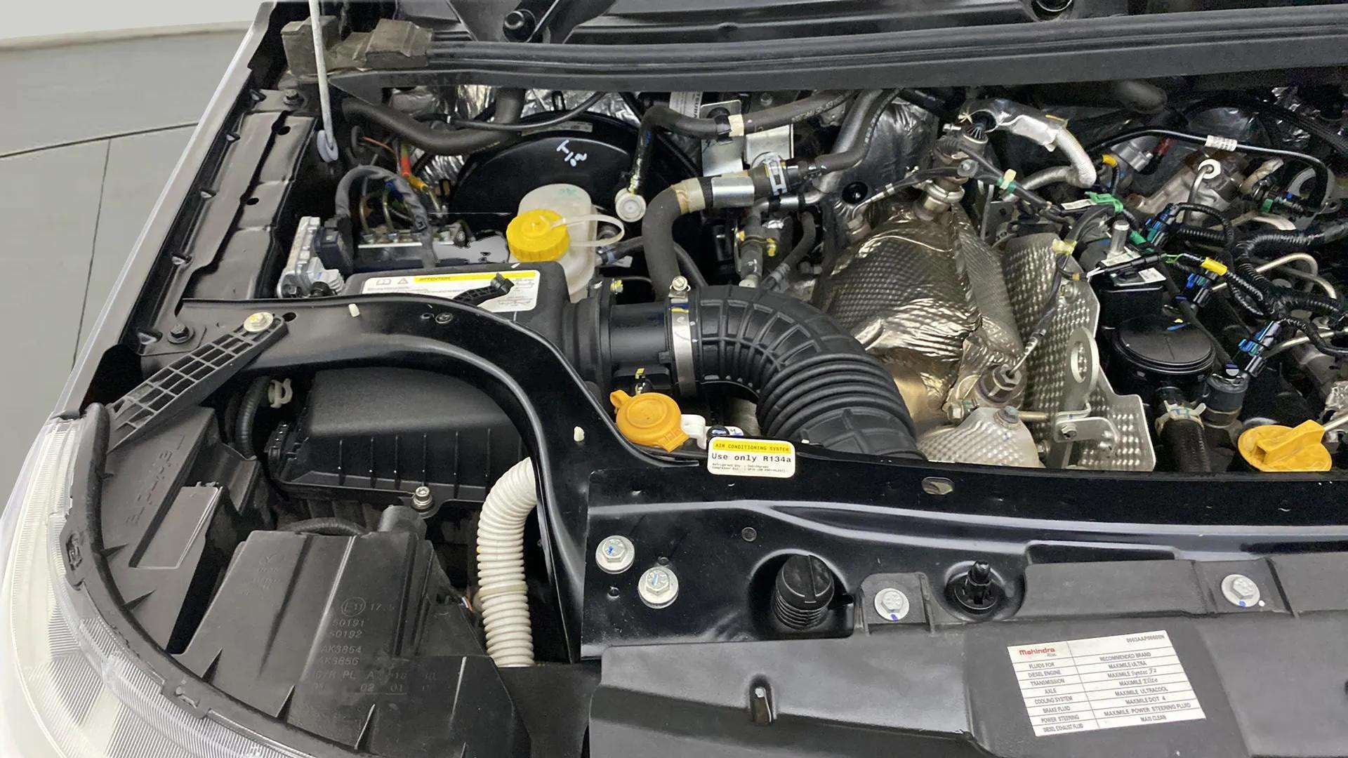 Engine bay of a Mahindra Bolero Neo