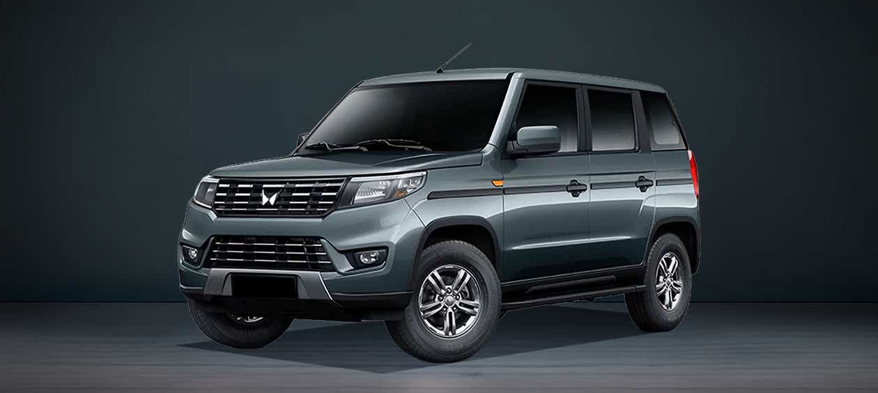 Front three-quarter view of a Mahindra Bolero Neo