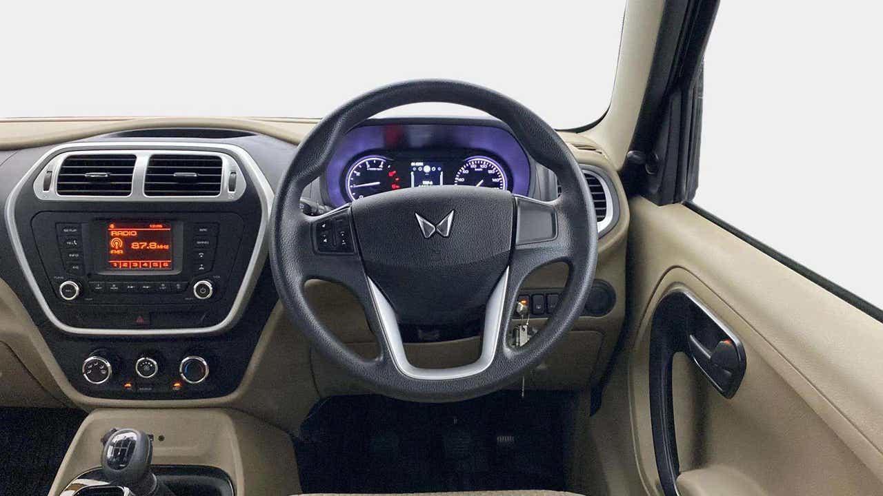 Dashboard and steering view of a Mahindra Bolero Neo