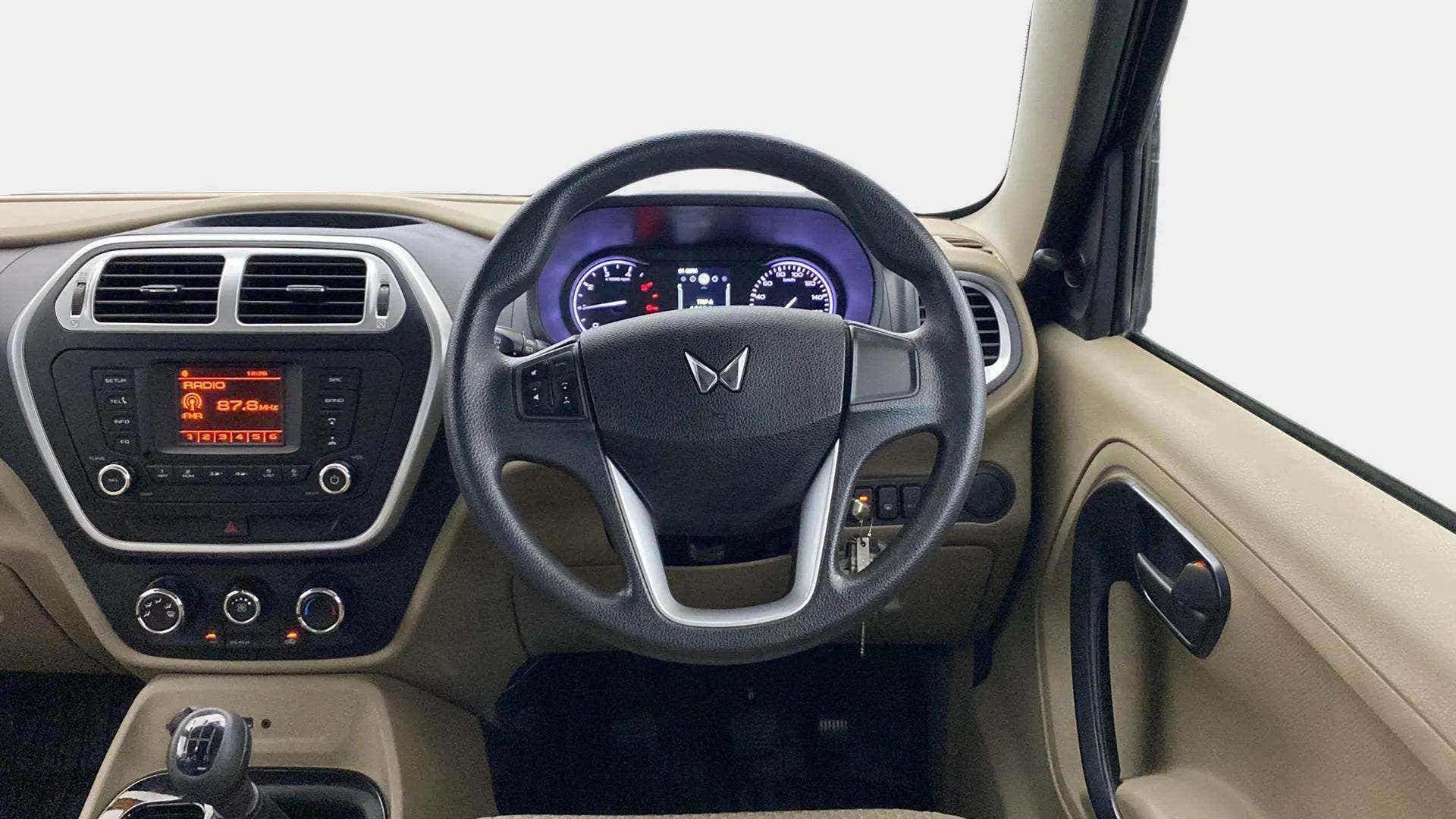 Dashboard and steering view of a Mahindra Bolero Neo