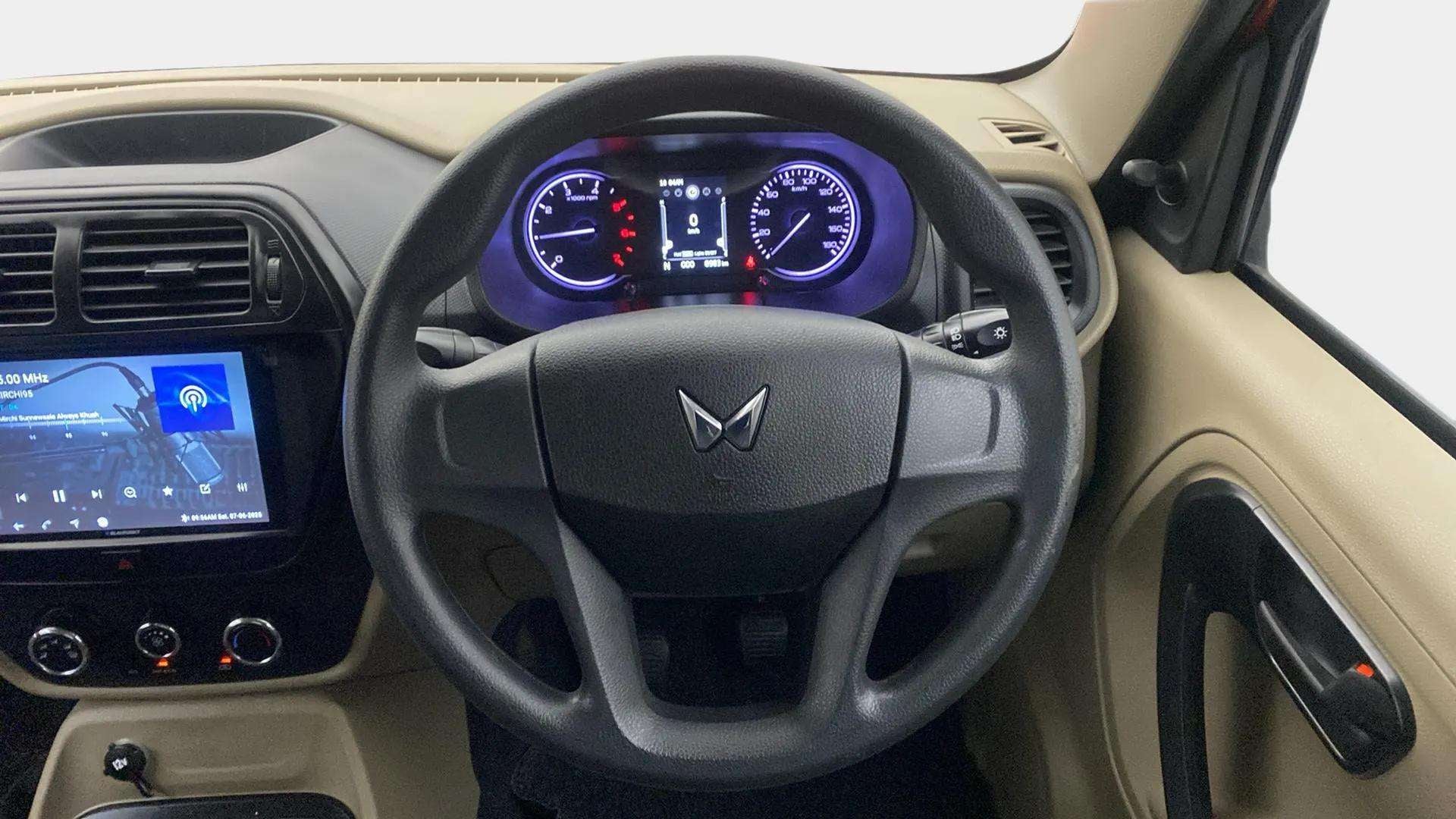 Dashboard and steering wheel of a Mahindra Bolero Neo