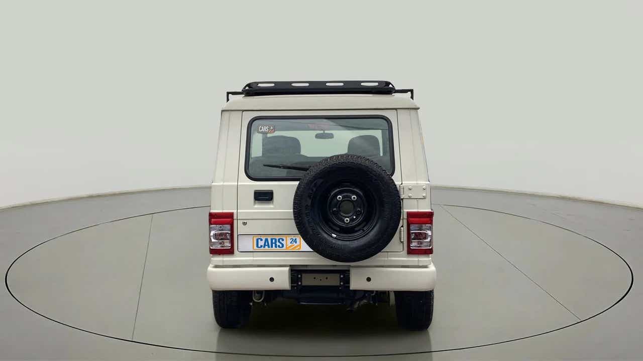 Rear view of a Mahindra Bolero