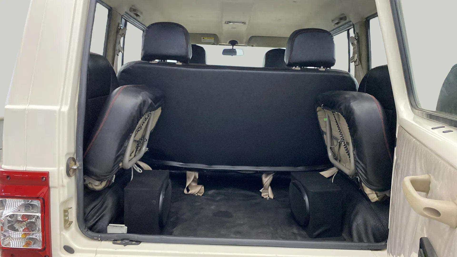 Rear interior view of a Mahindra Bolero