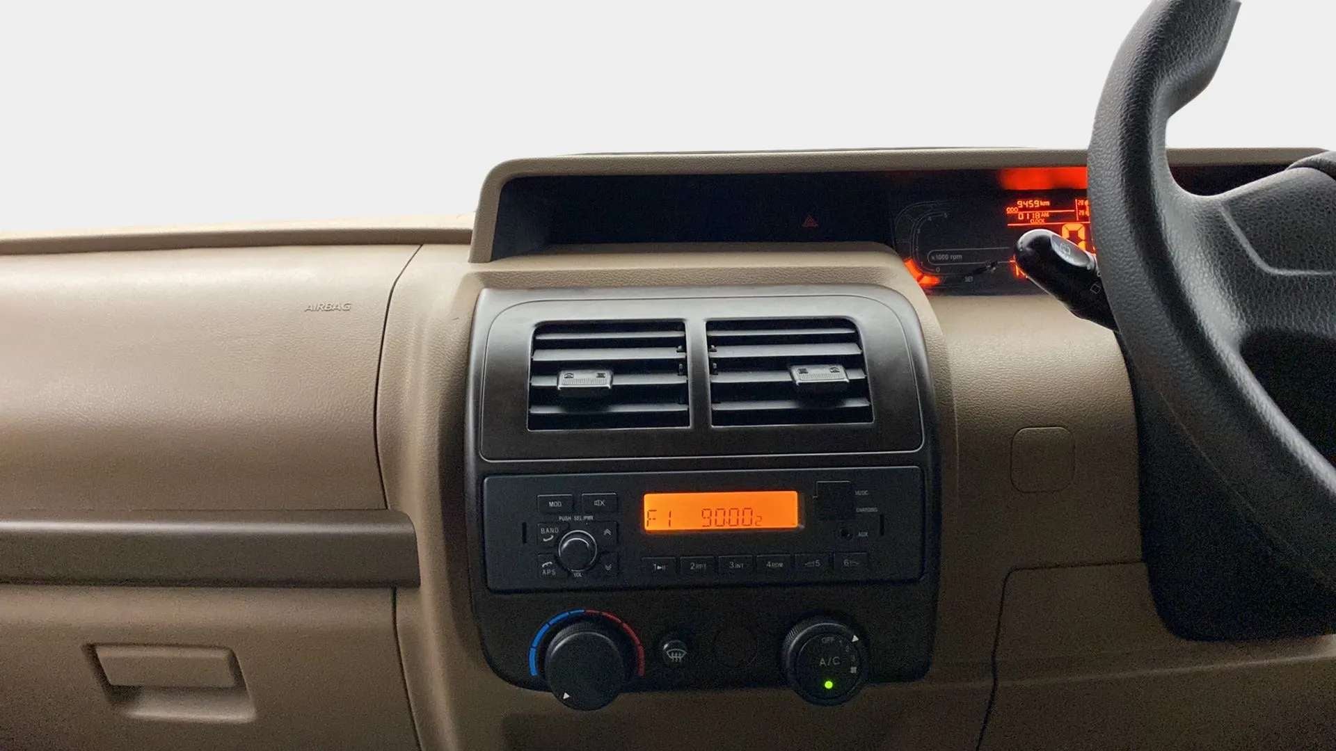 Dashboard view of a Mahindra Bolero