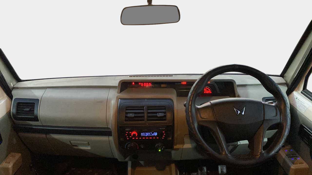 Interior dashboard view of a Mahindra Bolero