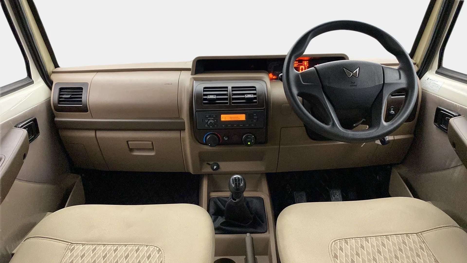 Dashboard view of a Mahindra Bolero