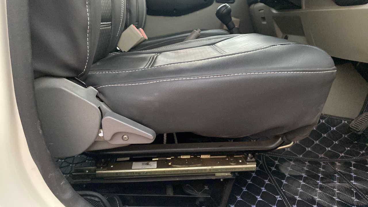 Front seat close-up of a Mahindra Bolero