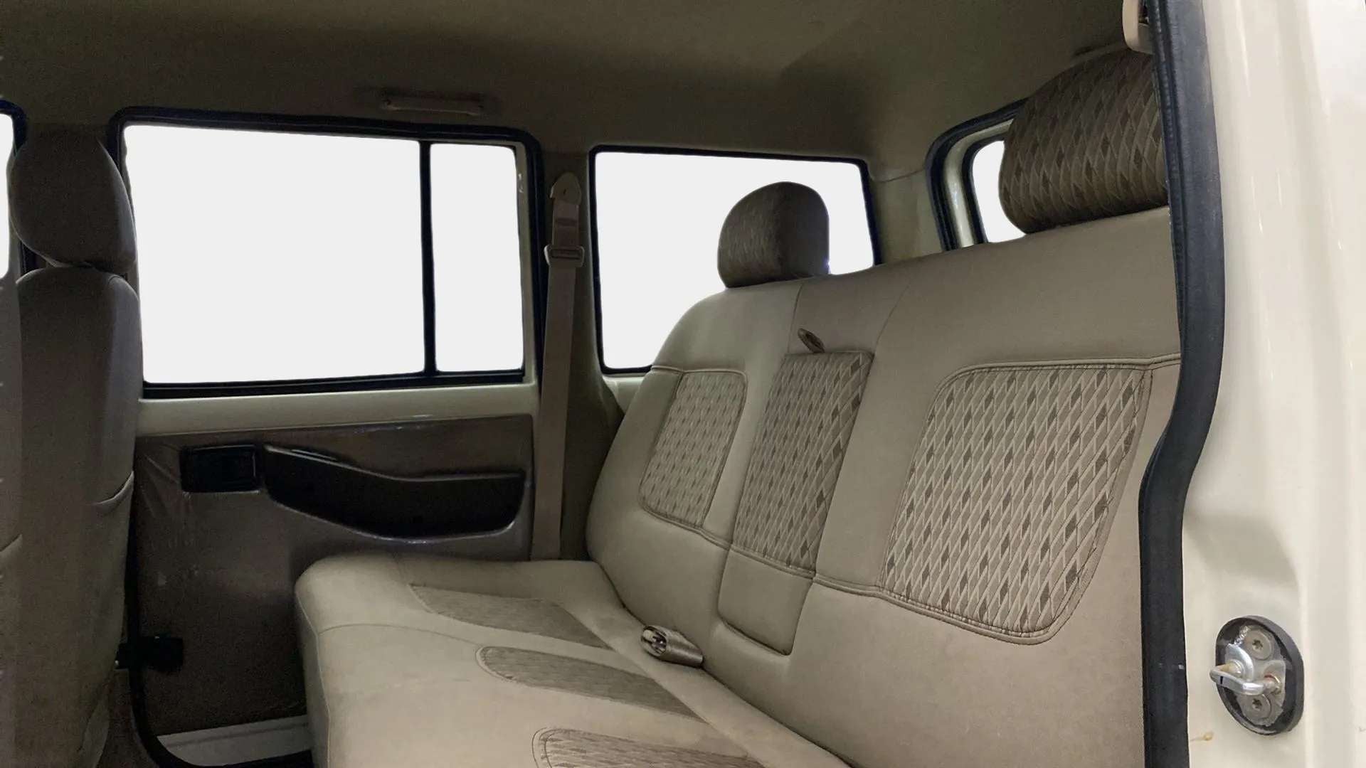 Rear seat view of a Mahindra Bolero