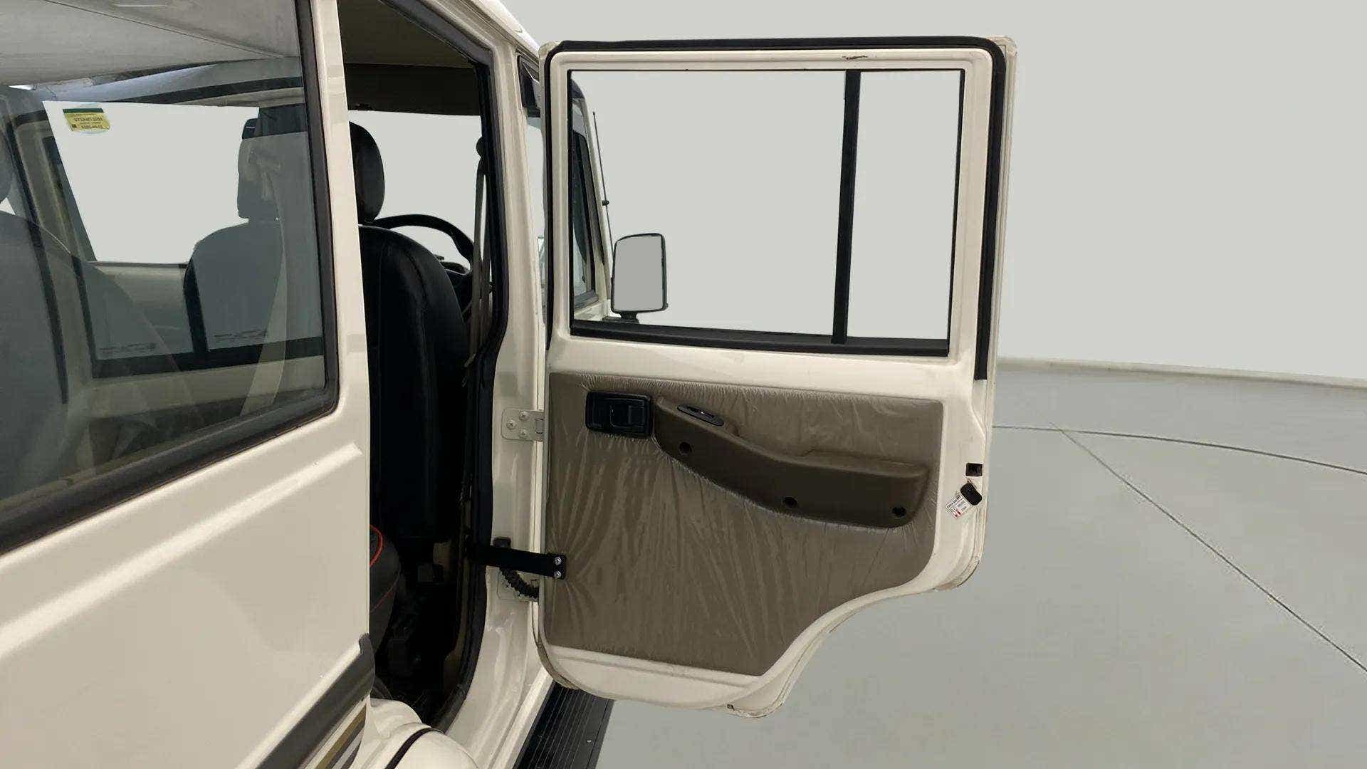 Rear door interior of a Mahindra Bolero