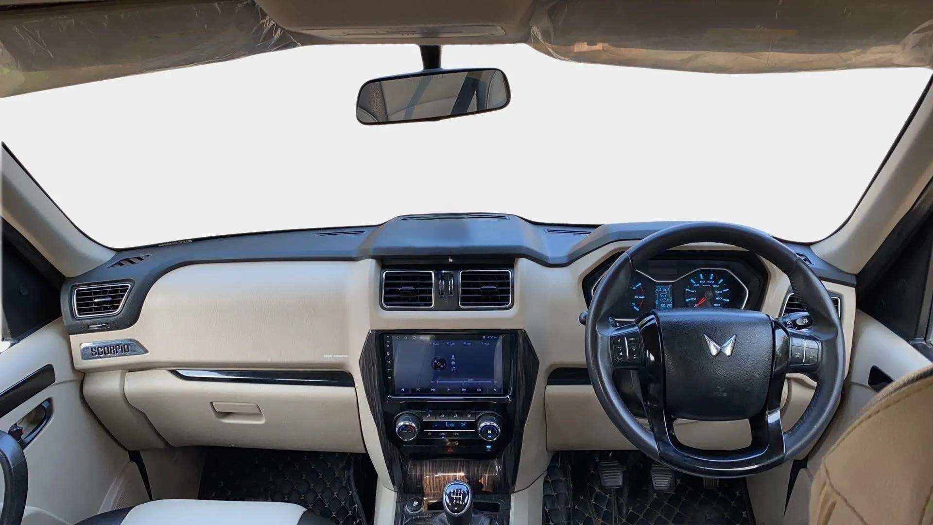 Interior dashboard view of a Mahindra Scorpio Classic