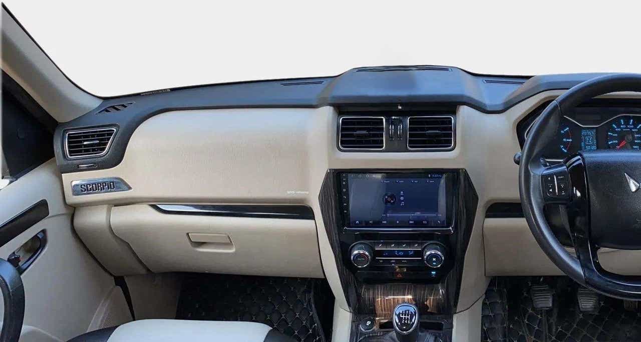 Interior dashboard view of a Mahindra Scorpio Classic
