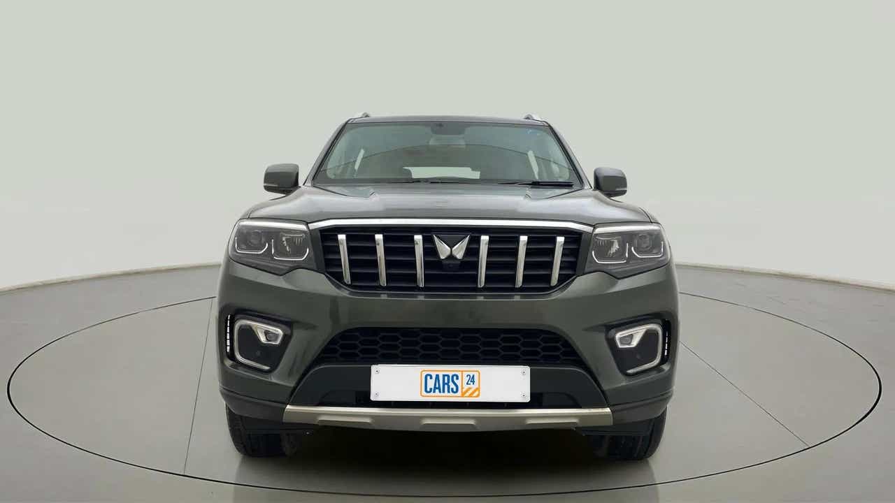 Front view of a Deep Forest Mahindra Scorpio-N