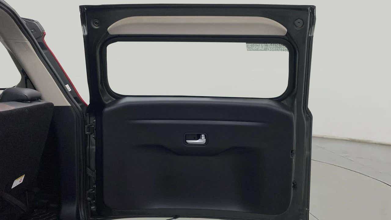 Interior view of the rear tailgate of a Mahindra Scorpio-N
