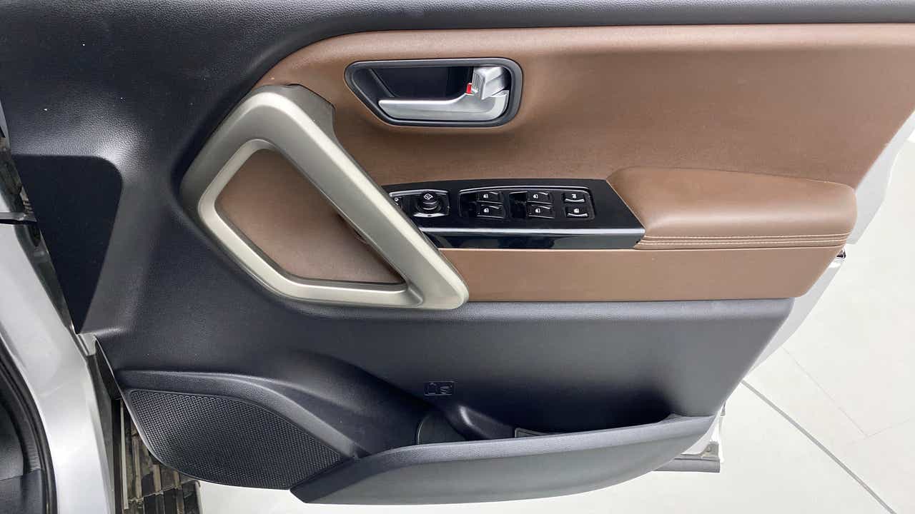 Interior driver-side door panel of a Mahindra Scorpio-N