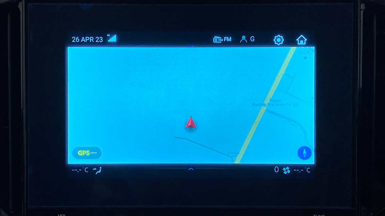 Infotainment navigation screen of a Mahindra Scorpio-N