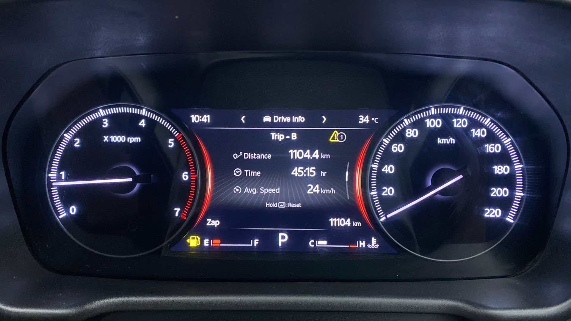 Instrument cluster display of a Mahindra Scorpio-N
