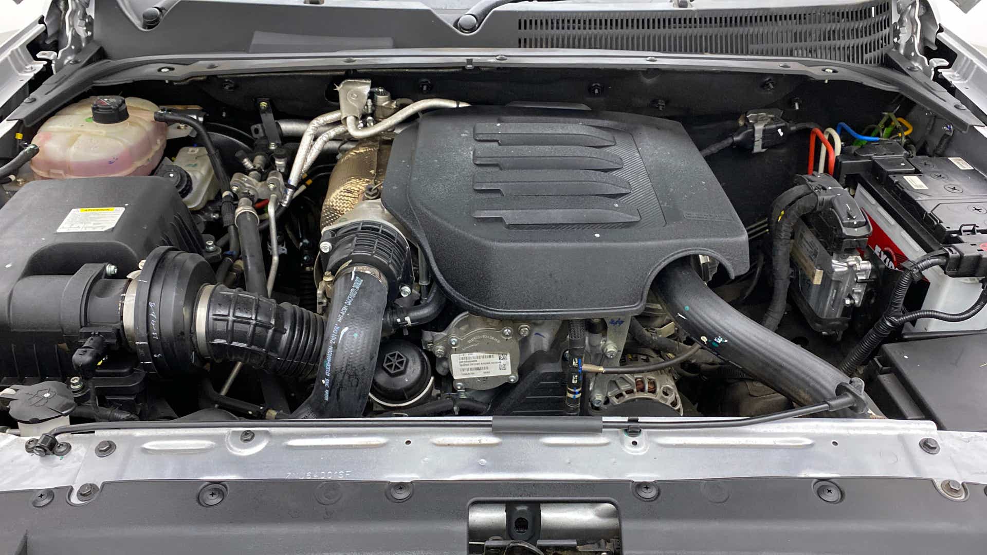 Engine bay view of a Mahindra Scorpio-N
