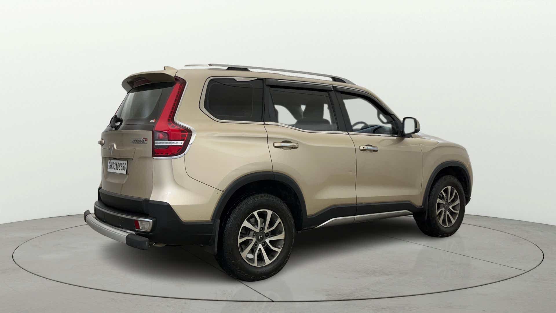 Rear three-quarter of a Mahindra Scorpio-N